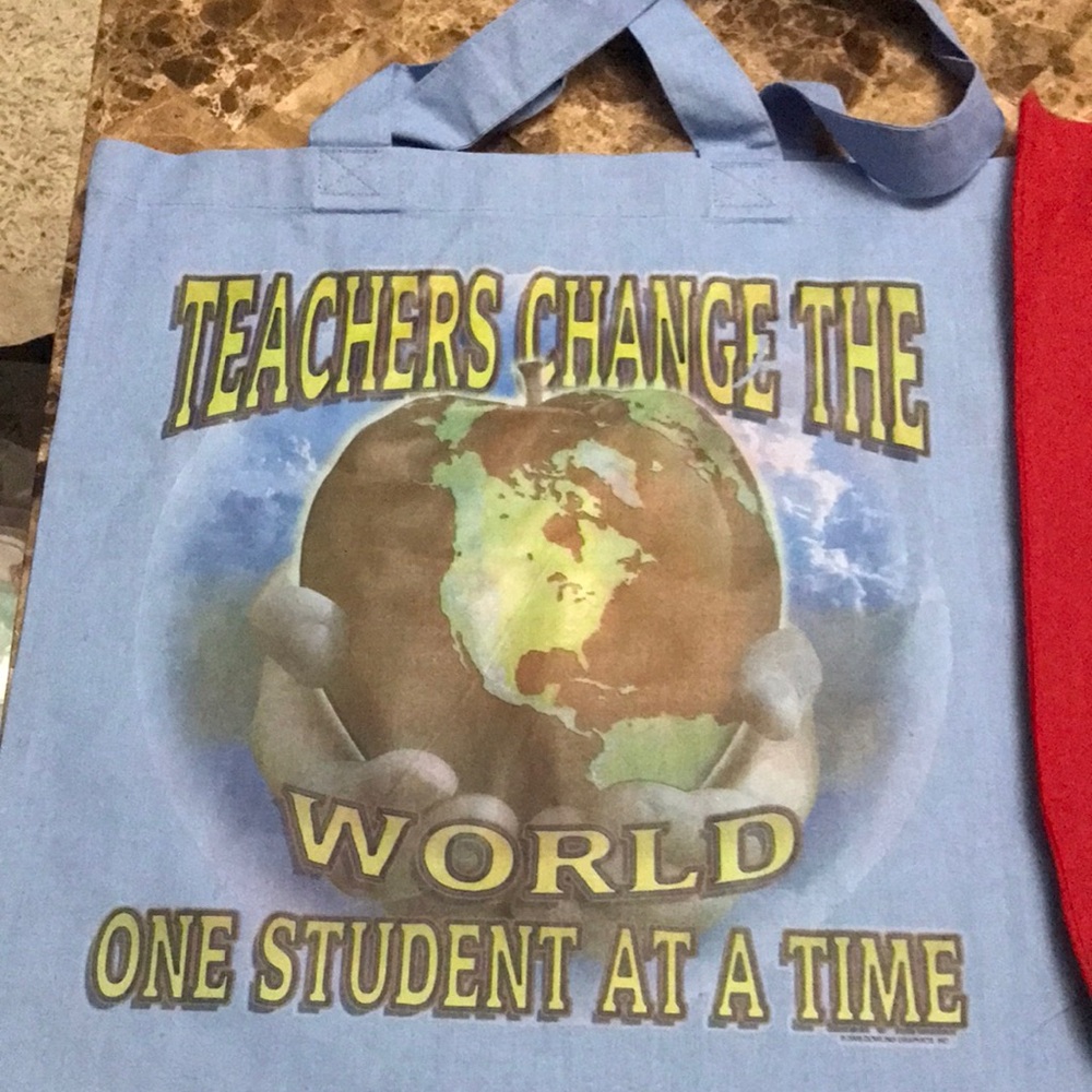 Blue Tote Bag with Inspirational Print